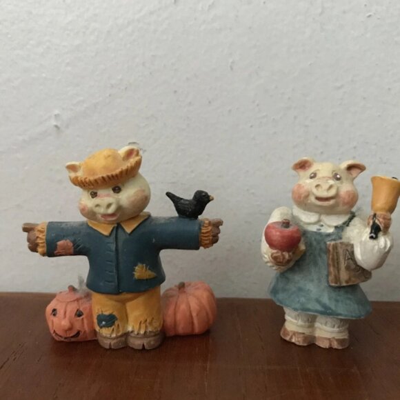 Vintage 1992 Russ Berrie Tender Heart Treasures Holiday Pig Figurines Lot of 8 - Picture 3 of 7